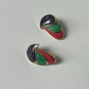 VTG 80s Purple Teal and Pink Enamel Post Earrings